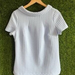 Boden Baby Blue Textured Collared Knit Short Sleeve Shirt UK 12